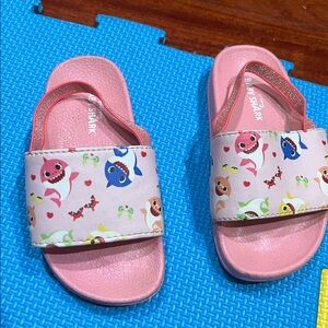 Pink Baby Shark Slide Sandals for Kids Preloved size 7/8